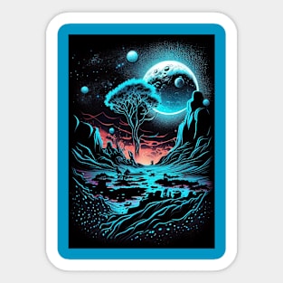 Alien landscape on distant planet Sticker